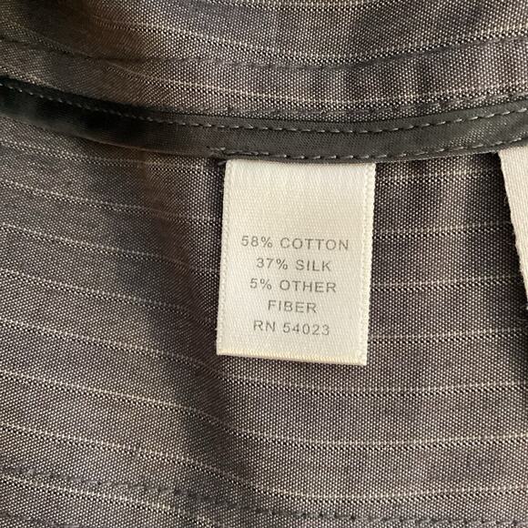 Banana Republic Grey Pinstripe 3 Button Blazer 12 Cotton Silk Blend Career Work - Picture 9 of 10